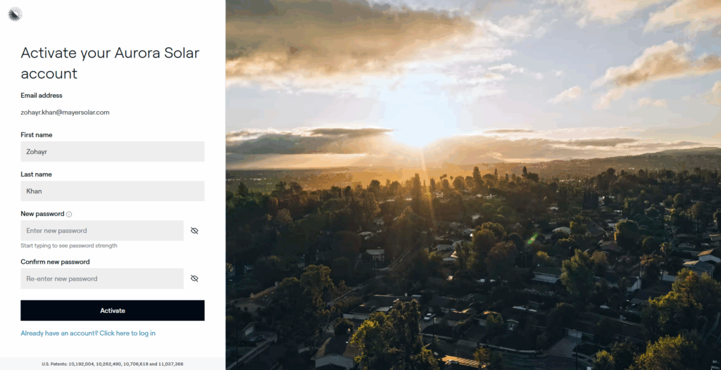 Aurora account activation