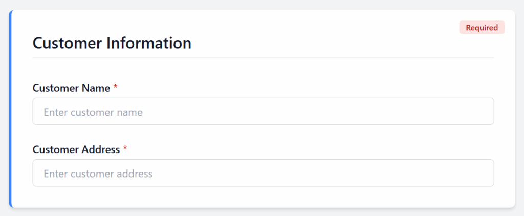 Customer info form