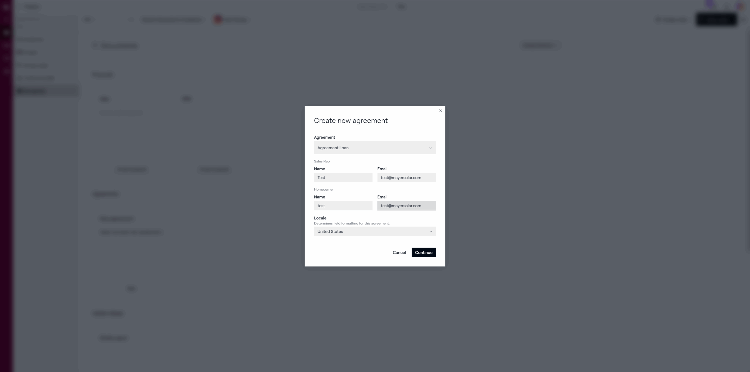 Sales rep info form
