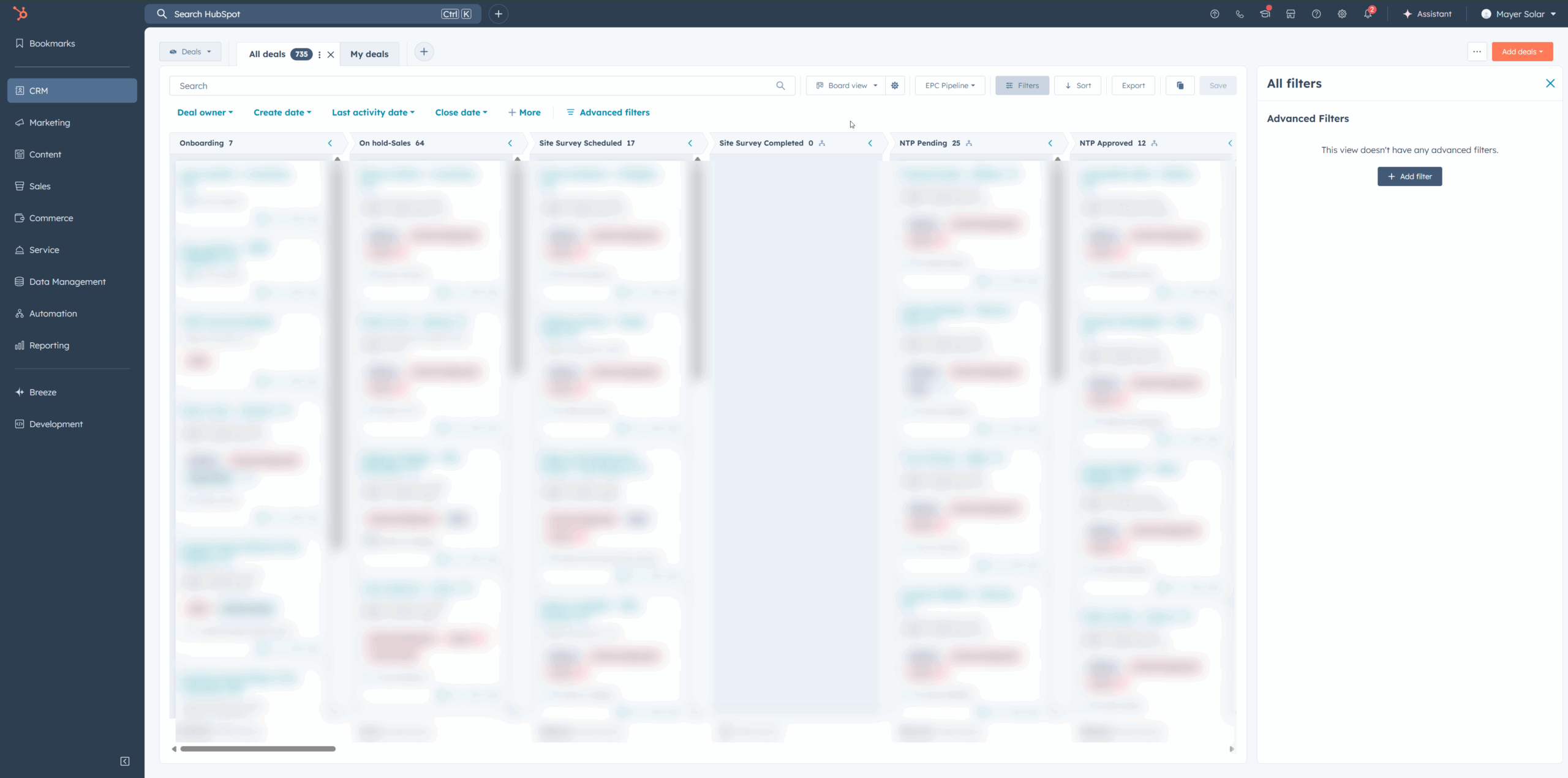 HubSpot Board view